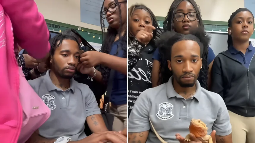 students unbraiding teachers hair fired